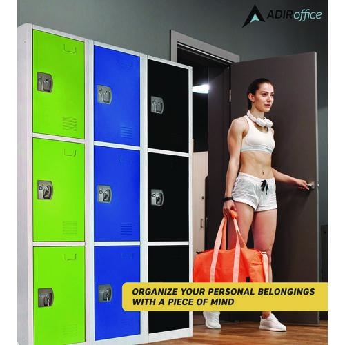 Picture of Steel Storage Locker, 3 Compartment, 12 x 12 x 72, Green