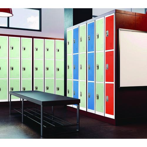 Picture of Steel Storage Locker, 3 Compartment, 12 x 12 x 72, Misty Green