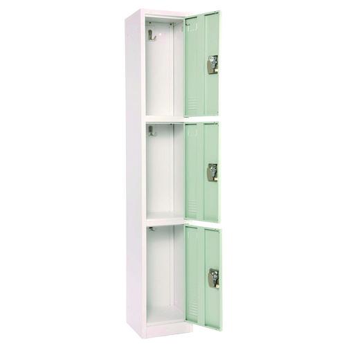 Picture of Steel Storage Locker, 3 Compartment, 12 x 12 x 72, Misty Green