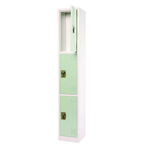Picture of Steel Storage Locker, 3 Compartment, 12 x 12 x 72, Misty Green