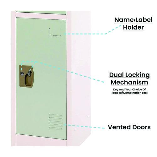 Picture of Steel Storage Locker, 3 Compartment, 12 x 12 x 72, Misty Green