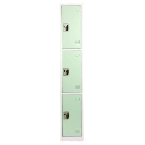 Picture of Steel Storage Locker, 3 Compartment, 12 x 12 x 72, Misty Green