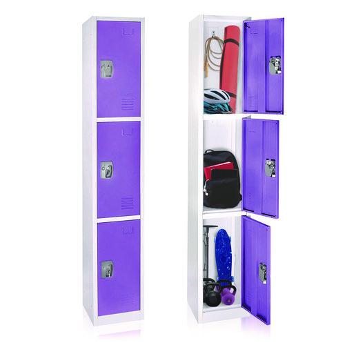 Picture of Steel Storage Locker, 3 Compartment, 12 x 12 x 72, Purple