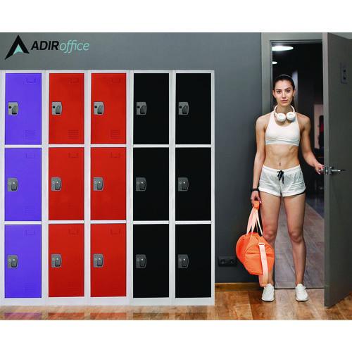 Picture of Steel Storage Locker, 3 Compartment, 12 x 12 x 72, Purple