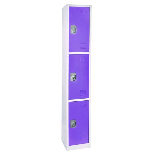 Picture of Steel Storage Locker, 3 Compartment, 12 x 12 x 72, Purple