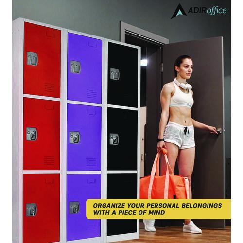 Picture of Steel Storage Locker, 3 Compartment, 12 x 12 x 72, Red