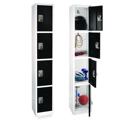 Picture of Steel Storage Locker, 4 Compartment, 12 x 12 x 72, Black