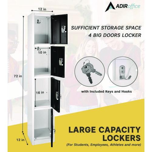 Picture of Steel Storage Locker, 4 Compartment, 12 x 12 x 72, Black