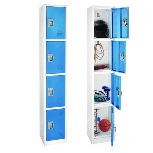Picture of Steel Storage Locker, 4 Compartment, 12 x 12 x 72, Blue