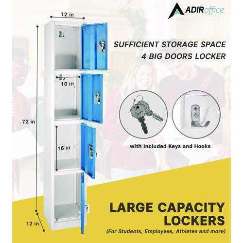 Picture of Steel Storage Locker, 4 Compartment, 12 x 12 x 72, Blue