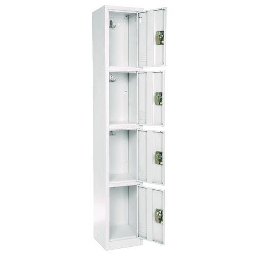 Picture of Steel Storage Locker, 4 Compartment, 12 x 12 x 72, White