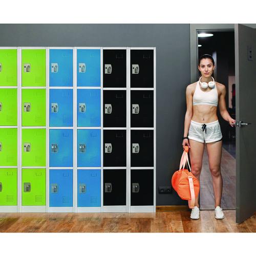 Picture of Steel Storage Locker, 4 Compartment, 12 x 12 x 72, Blue