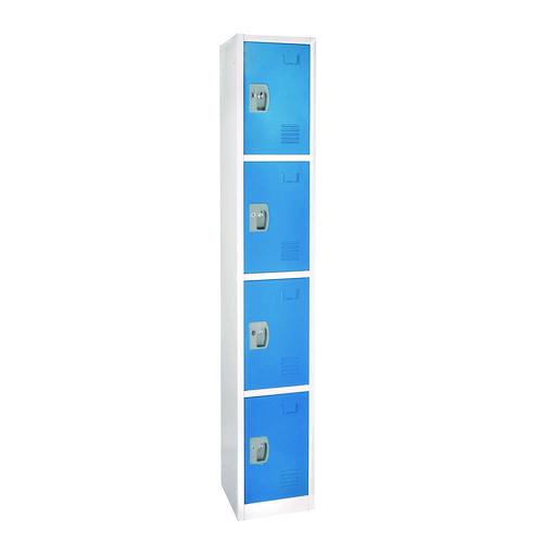 Picture of Steel Storage Locker, 4 Compartment, 12 x 12 x 72, Blue