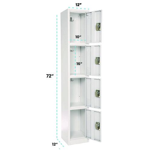 Picture of Steel Storage Locker, 4 Compartment, 12 x 12 x 72, White