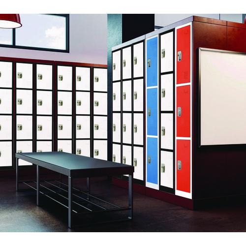 Picture of Steel Storage Locker, 4 Compartment, 12 x 12 x 72, Black Body/White Doors