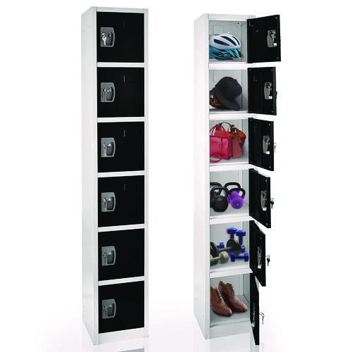 Picture of Steel Storage Locker, 6 Compartment, 12 x 12 x 72, Black