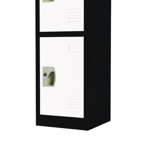 Picture of Steel Storage Locker, 4 Compartment, 12 x 12 x 72, Black Body/White Doors