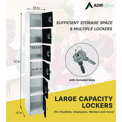 Picture of Steel Storage Locker, 6 Compartment, 12 x 12 x 72, Black