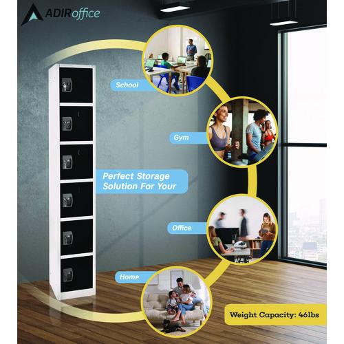 Picture of Steel Storage Locker, 6 Compartment, 12 x 12 x 72, Black