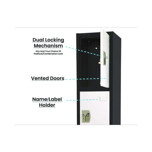 Picture of Steel Storage Locker, 4 Compartment, 12 x 12 x 72, Black Body/White Doors