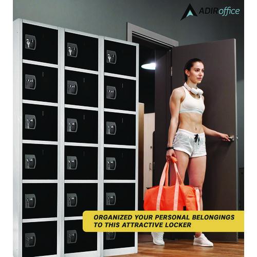 Picture of Steel Storage Locker, 6 Compartment, 12 x 12 x 72, Black