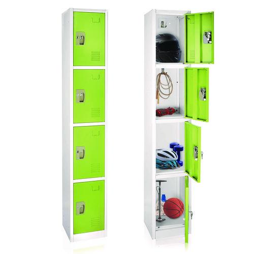 Picture of Steel Storage Locker, 4 Compartment, 12 x 12 x 72, Green