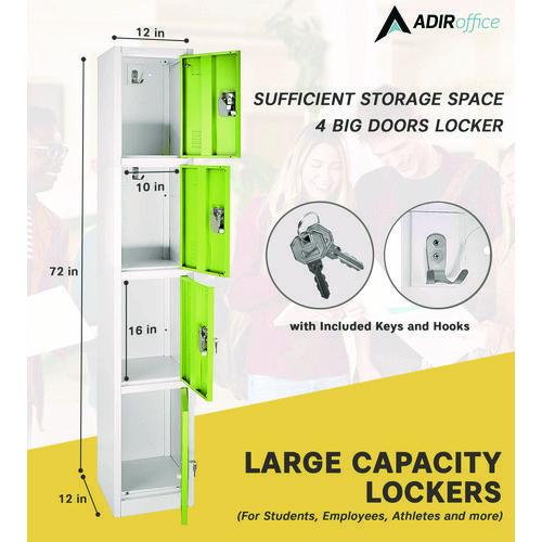 Picture of Steel Storage Locker, 4 Compartment, 12 x 12 x 72, Green