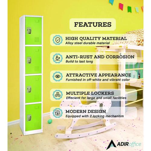 Picture of Steel Storage Locker, 4 Compartment, 12 x 12 x 72, Green