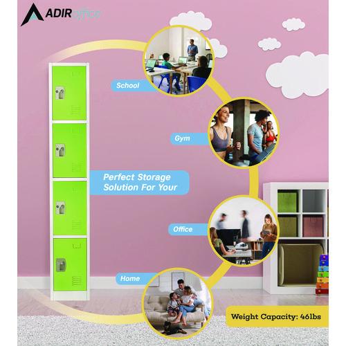 Picture of Steel Storage Locker, 4 Compartment, 12 x 12 x 72, Green