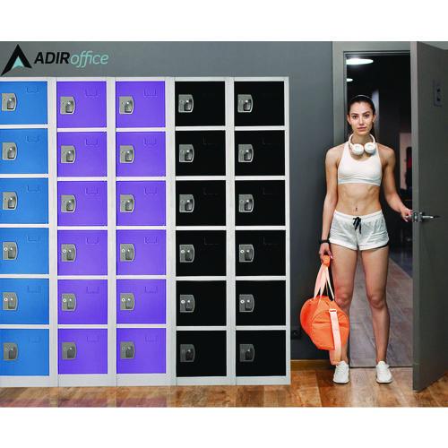 Picture of Steel Storage Locker, 6 Compartment, 12 x 12 x 72, Blue