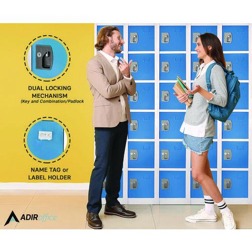 Picture of Steel Storage Locker, 6 Compartment, 12 x 12 x 72, Blue