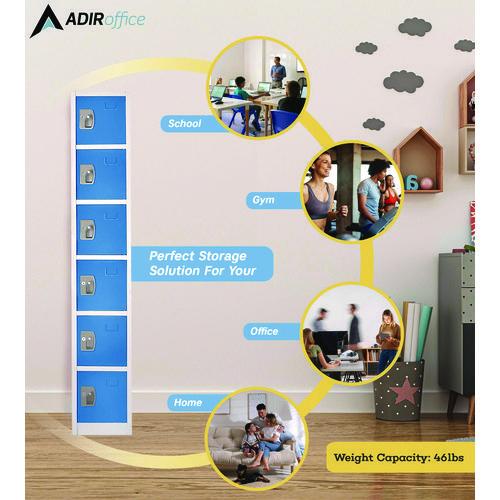 Picture of Steel Storage Locker, 6 Compartment, 12 x 12 x 72, Blue