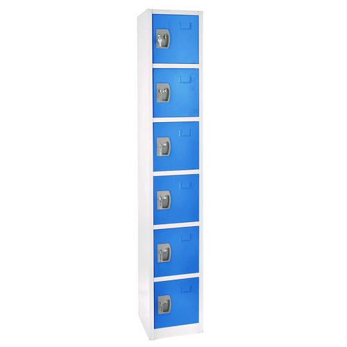 Picture of Steel Storage Locker, 6 Compartment, 12 x 12 x 72, Blue