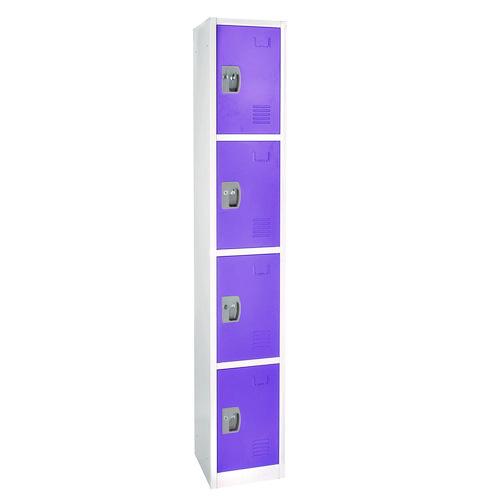 Picture of Steel Storage Locker, 4 Compartment, 12 x 12 x 72, Purple