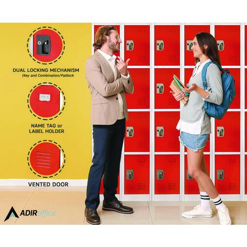 Picture of Steel Storage Locker, 4 Compartment, 12 x 12 x 72, Red