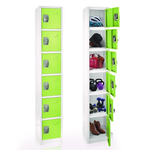 Picture of Steel Storage Locker, 6 Compartment, 12 x 12 x 72, Green