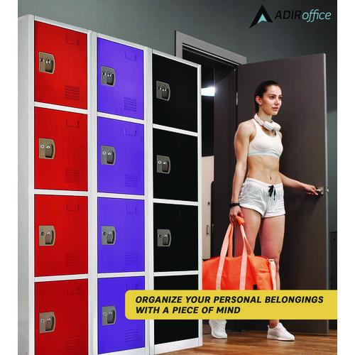 Picture of Steel Storage Locker, 4 Compartment, 12 x 12 x 72, Red