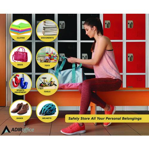 Picture of Steel Storage Locker, 4 Compartment, 12 x 12 x 72, Red