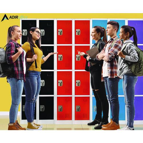 Picture of Steel Storage Locker, 4 Compartment, 12 x 12 x 72, Red