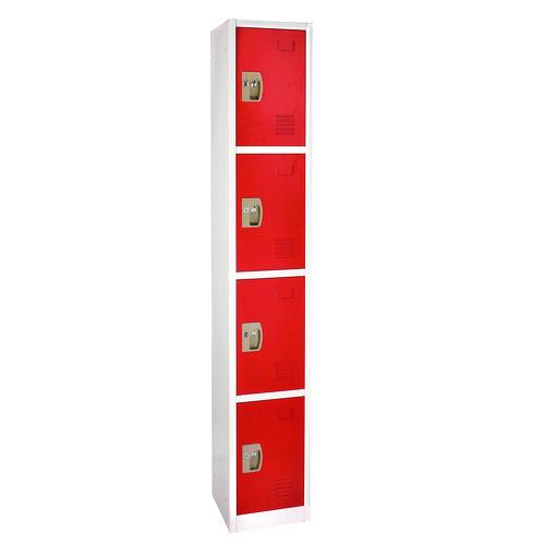 Picture of Steel Storage Locker, 4 Compartment, 12 x 12 x 72, Red