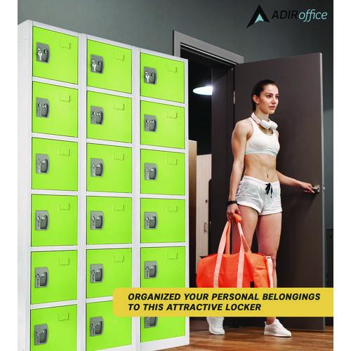 Picture of Steel Storage Locker, 6 Compartment, 12 x 12 x 72, Green