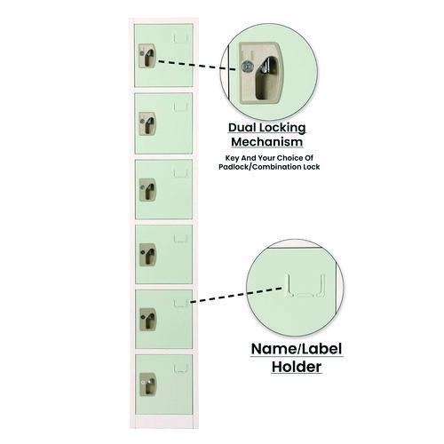 Picture of Steel Storage Locker, 6 Compartment, 12 x 12 x 72, Misty Green