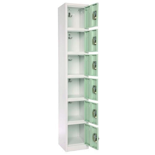 Picture of Steel Storage Locker, 6 Compartment, 12 x 12 x 72, Misty Green