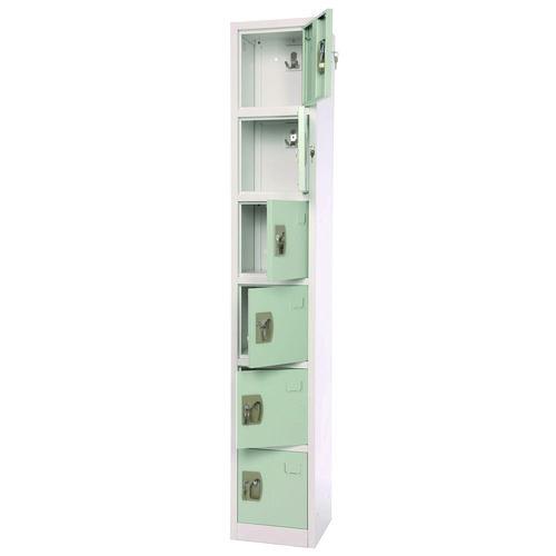 Picture of Steel Storage Locker, 6 Compartment, 12 x 12 x 72, Misty Green