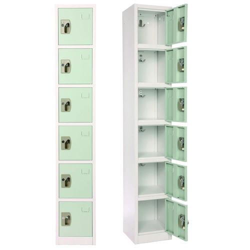 Picture of Steel Storage Locker, 6 Compartment, 12 x 12 x 72, Misty Green