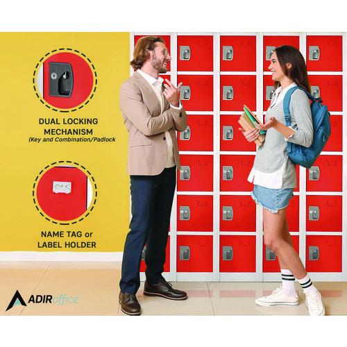 Picture of Steel Storage Locker, 6 Compartment, 12 x 12 x 72, Red