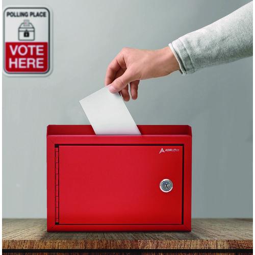 Picture of Medium Size Steel Multi-Purpose Secure Drop Box, 9.8 x 3.4 x 7.5, Red
