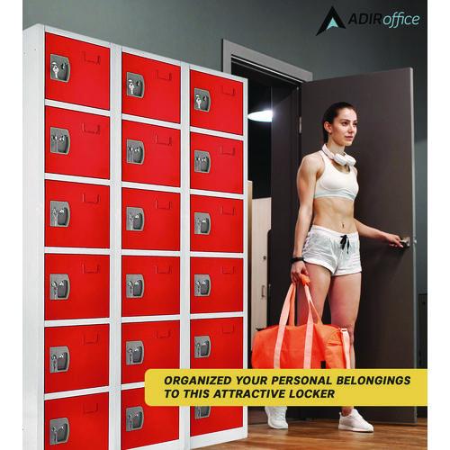 Picture of Steel Storage Locker, 6 Compartment, 12 x 12 x 72, Red