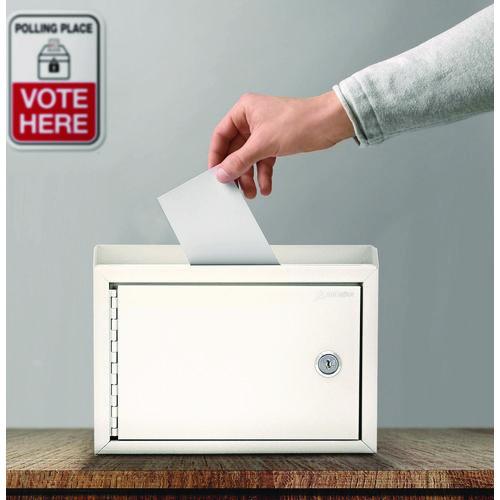 Picture of Medium Size Steel Multi-Purpose Secure Drop Box, 9.8 x 3.4 x 7.5, White