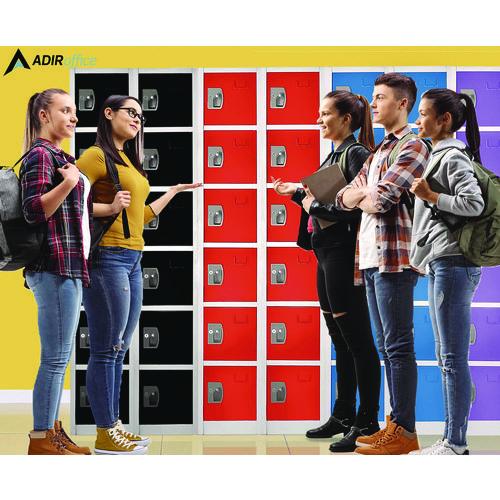 Picture of Steel Storage Locker, 6 Compartment, 12 x 12 x 72, Red